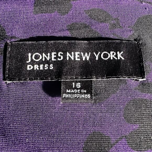 Jones New York Dress Women 16 stretch ruched plum russet berry gold flattering - Picture 15 of 16